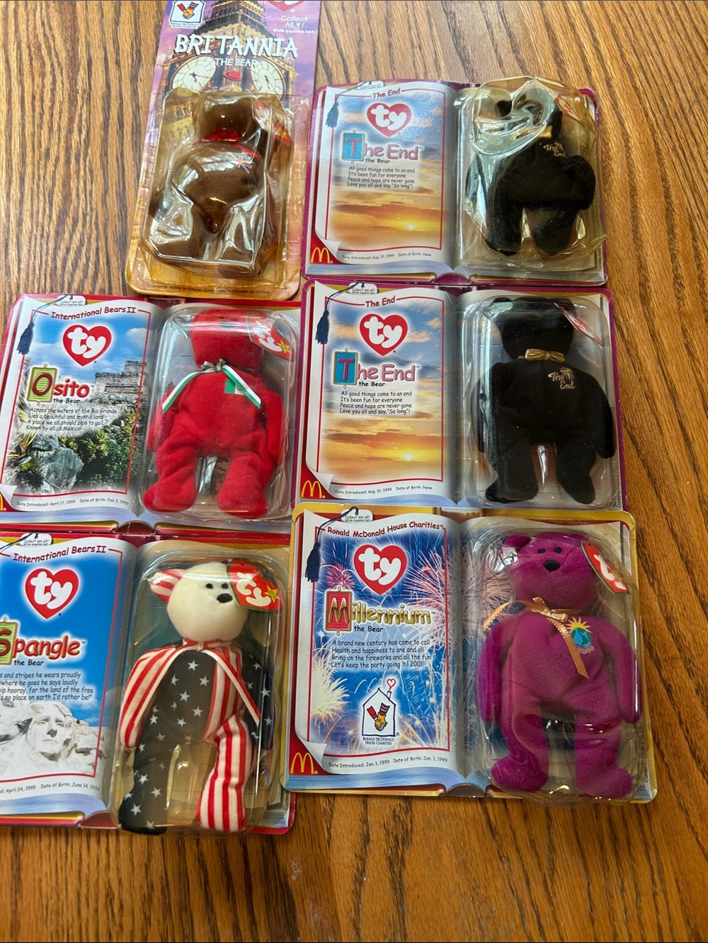 Ty Beanie Baby Promotional Bear Set - Burgundy, Black, Red, White, Purple, Brown